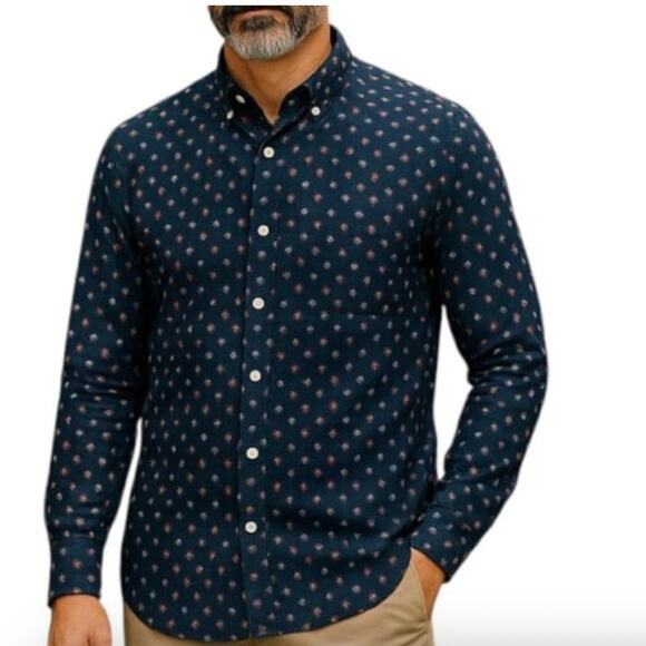 J. Crew Secret Wash Shirting Floral Slim Untucked Button Down Shirt Medium - Picture 1 of 7